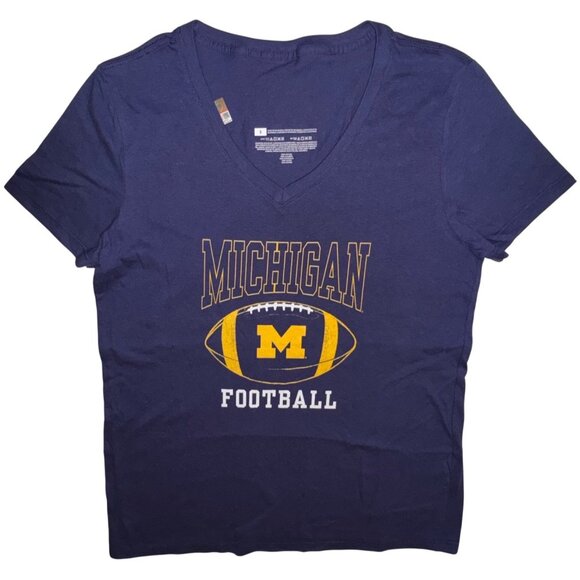 Womens Small University Of Michigan Wolverine’s Football T-Shirt Blue College - Picture 2 of 4